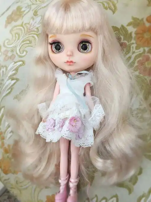blythe娃娃 小布娃娃 浅金色长发 白肌磨砂关节体娃娃 送改娃教程