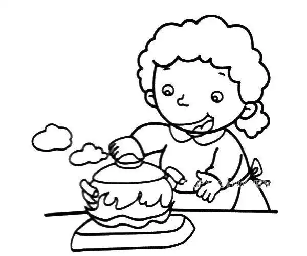 在做饭的妈妈_简笔画_ps家园网