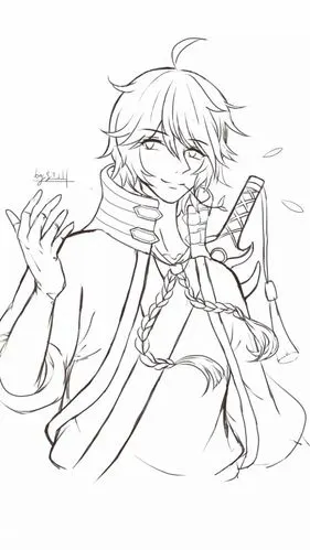 王者荣耀 李白,线稿
