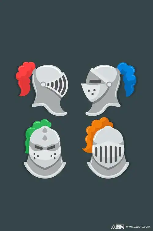4款银色骑士头盔矢量素材
