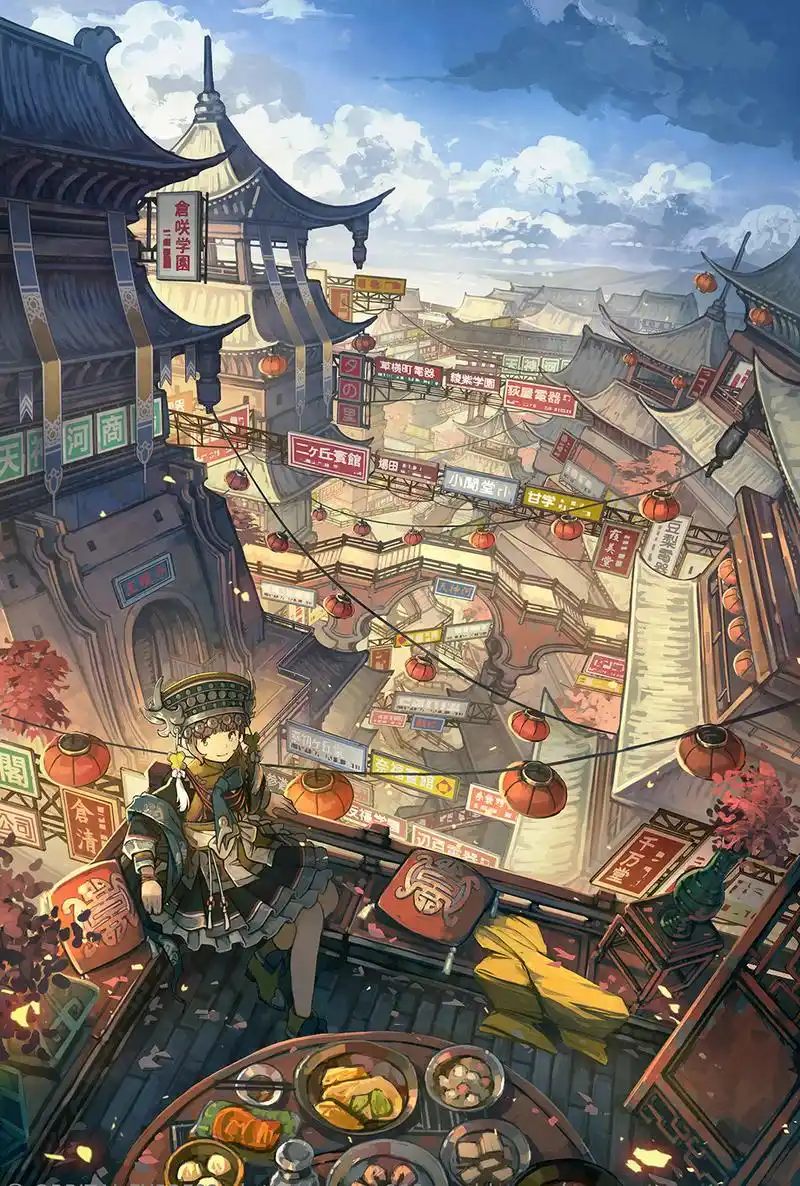 这组中国风情的动漫插画,建筑形式宏大,色彩丰富靓丽,是一组很有水平