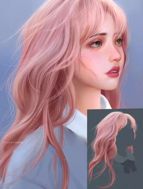 厚涂加脸后头发画法板绘画画