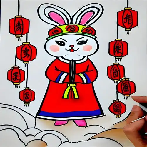 兔儿爷儿童简笔画