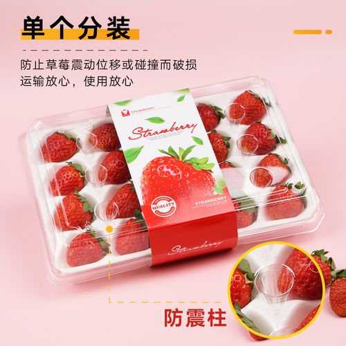 一次性草莓盒子水果15粒20粒塑料透明带托包装盒礼品盒