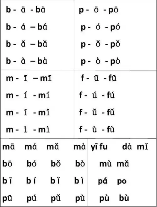 学习单⑤声母bpmf拼读