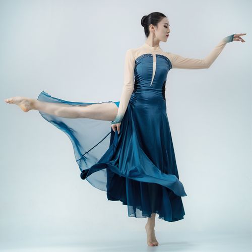 潮同款现代现代舞舞蹈当代舞女女子群舞修身飘逸民族服装