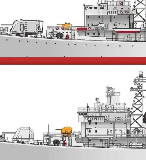 051型驱逐舰最早设计安装的主炮是76式双管130毫米舰炮.