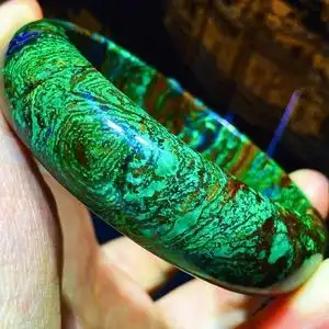 内径55-63mm天然凤凰石硅孔雀石蓝铜矿手镯共生石蓝松石花纹美丽