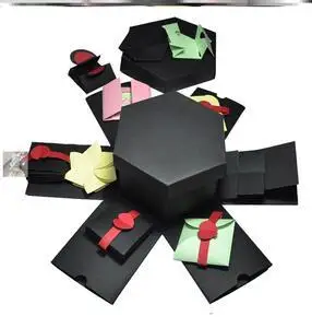 56烘稚旗舰店天猫惊喜六边形爆炸盒子diy手工相册网红创意照片盒子