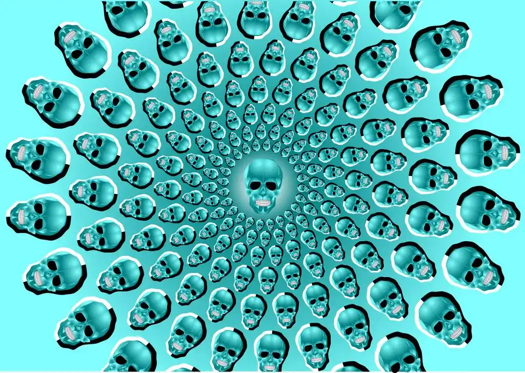 视觉上的错觉.头骨与抽象背景