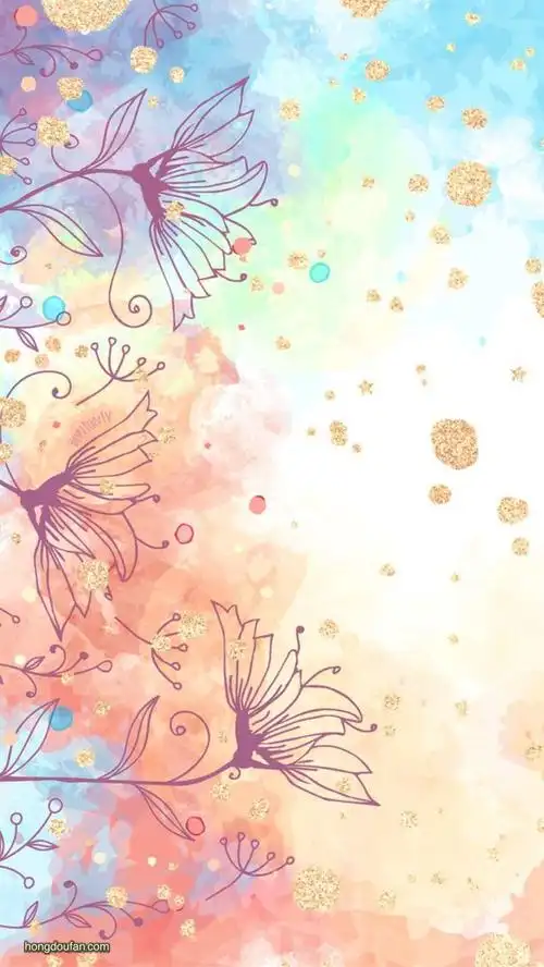 带有手绘卡通花朵的浅金色作文集背景图片免费下载