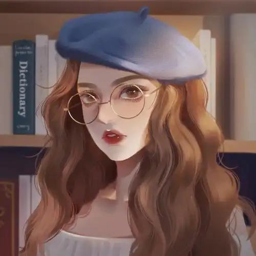 头像插画带着贝雷帽的镜框少女