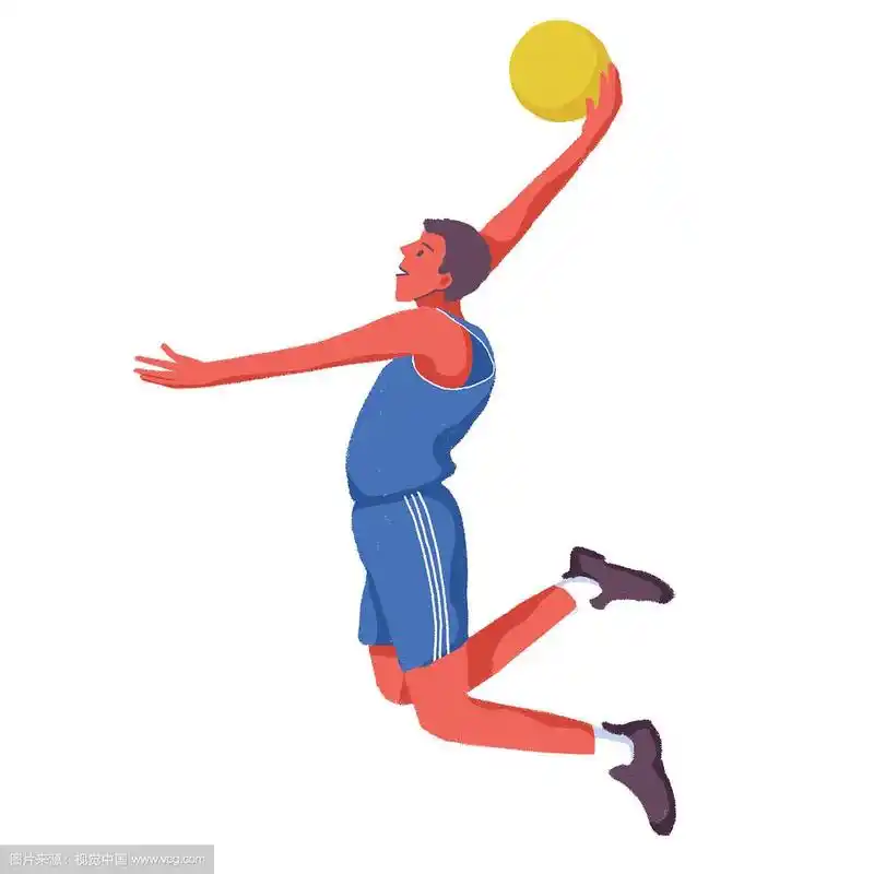 篮球运动中投篮动作的手绘插画