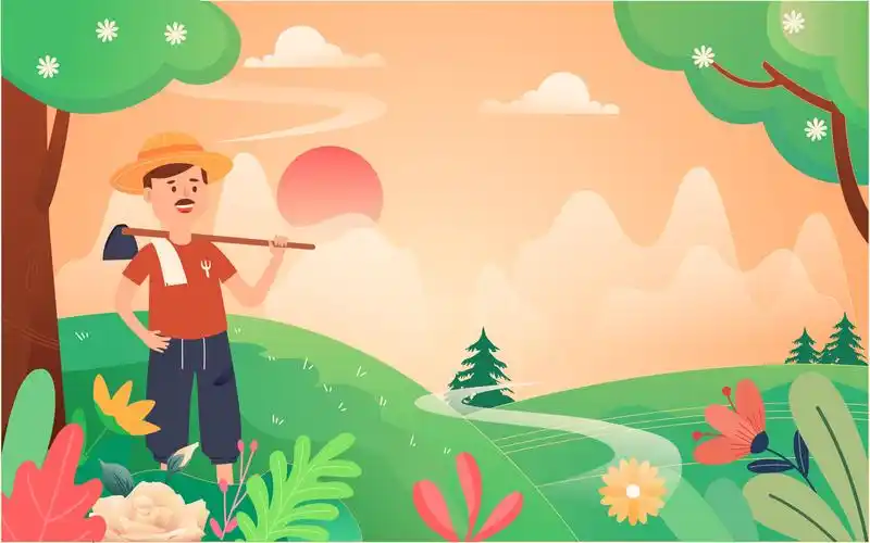 农民五一劳动节辛勤劳作矢量插画 - 熊伍_ - 原创