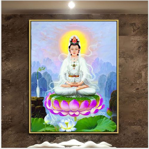 坐莲观音5d钻石画2021年新款满钻菩萨赐福神佛像点钻十字绣钻石绣客厅