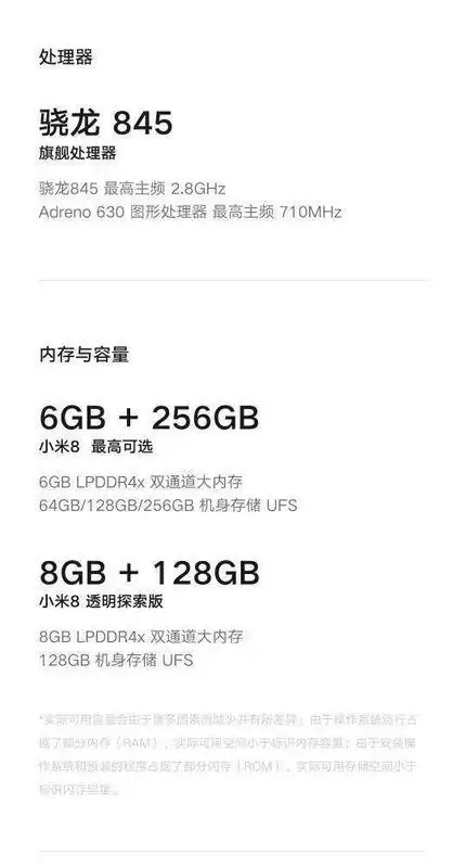 小米8配置参数
