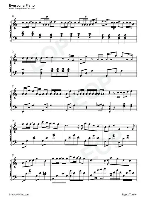 r1se十首钢琴大串烧五线谱预览2