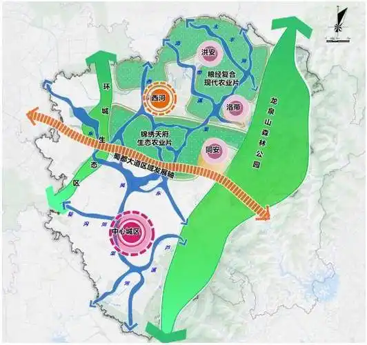 龙泉驿产城融合城市片区国土空间总体规划初案_大面街道_部分_结构