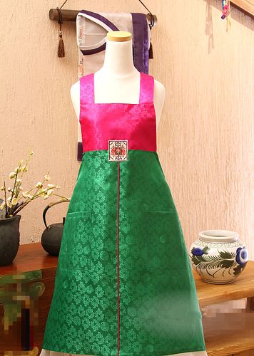 一件包邮韩式双色围裙韩国齐凡布朝鲜族民俗围裙厨房用围裙