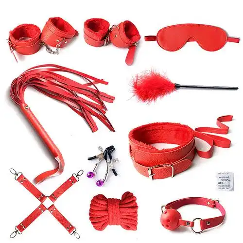 10pcs black bondage kit handcuffs for sex toys