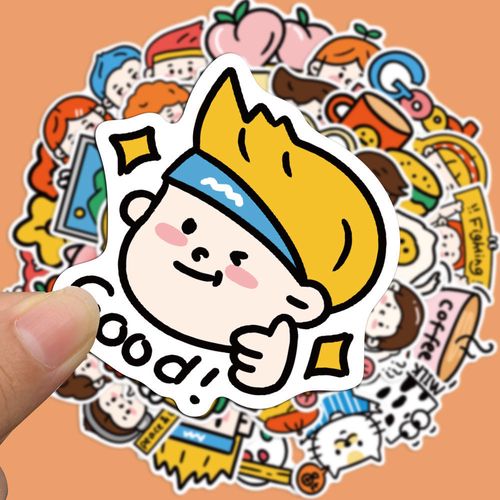 40张可爱卡通打工人贴纸创意自制涂鸦个性自粘防水贴纸