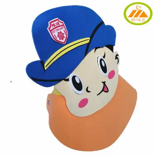 police小警察帽子头饰儿童人物男警女警头套幼儿园表演道具eva