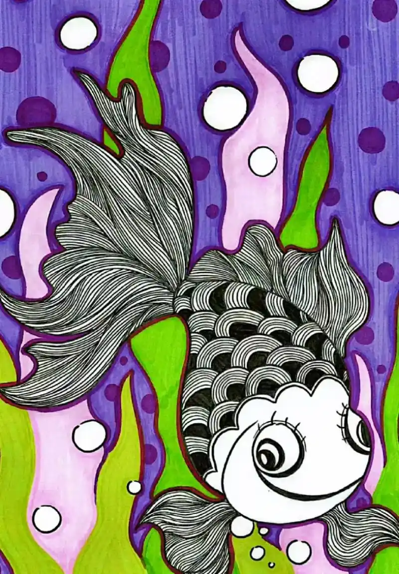 创意线描画 动物篇.#线描 #创意美术 #创意线描 #少儿美 - 抖音