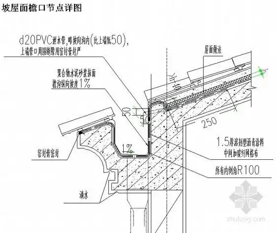 分享坡屋面檐口节点详图cad资料下载