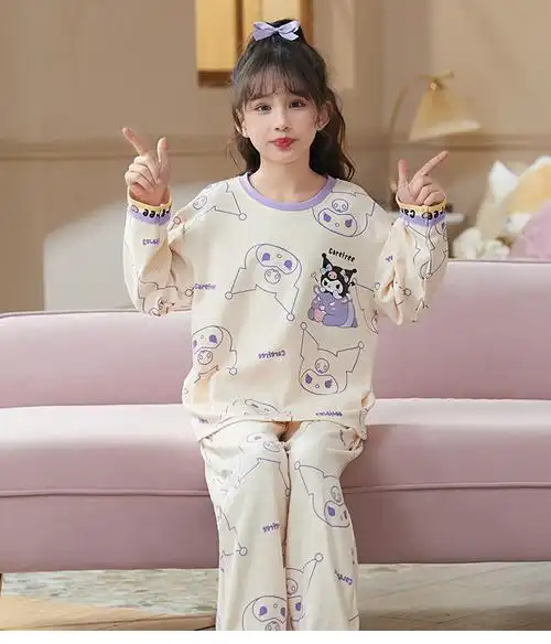 儿童睡衣女童春秋季纯棉薄款长袖套装小女孩中大童卡通宝宝家居服