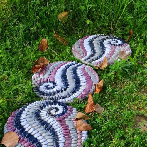 户外汀步石仿鹅卵石石头铺路石板地砖别墅庭院花园草坪脚踏石装饰圆形