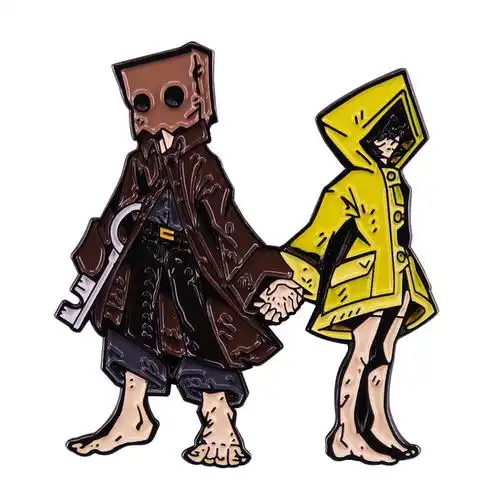 恐怖游戏小小梦魇mono与小六胸针卡通纸袋男孩与黄色雨衣女孩徽章