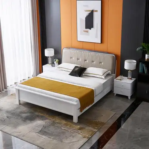 实木轻奢软包床储物床18米现代简约多功能卧室床垫实木床