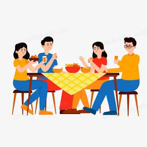 手绘团建请客吃饭免抠素材