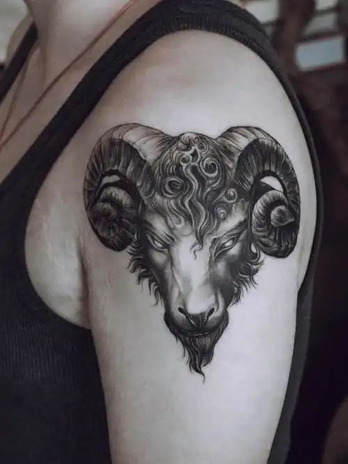 羊头_纹身图案手稿图片_子枫的纹身作品集