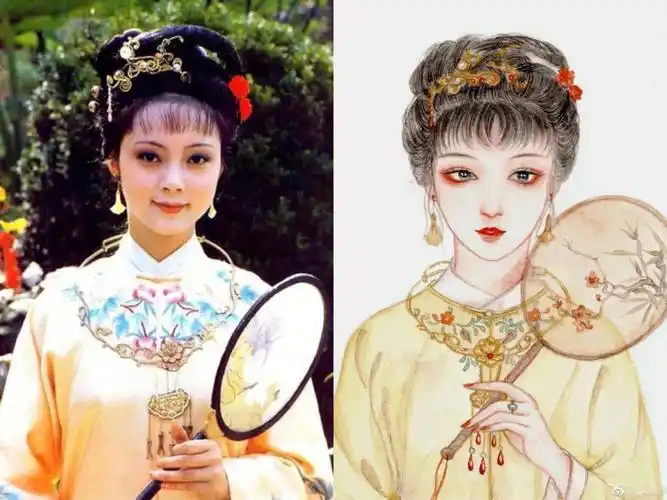 古风水彩头像007红楼梦薛宝钗附清晰线稿