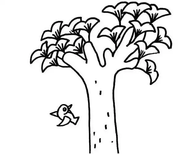 秋天路两旁的树简笔画