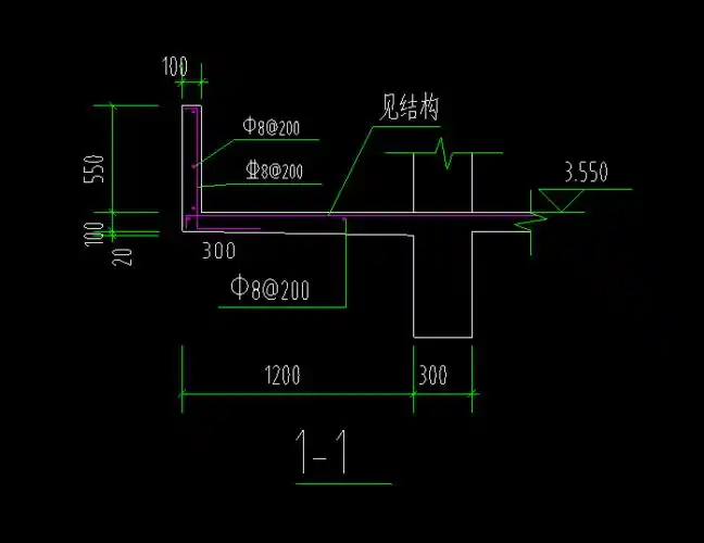 挑檐钢筋怎么画