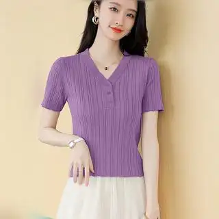 冰丝女夏t恤针织衫高级感薄款上衣