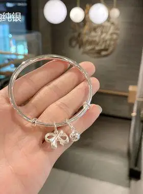 维罗纳专柜新款扭纹祥云车花推拉足银s999纯银手镯年轻时尚手环女