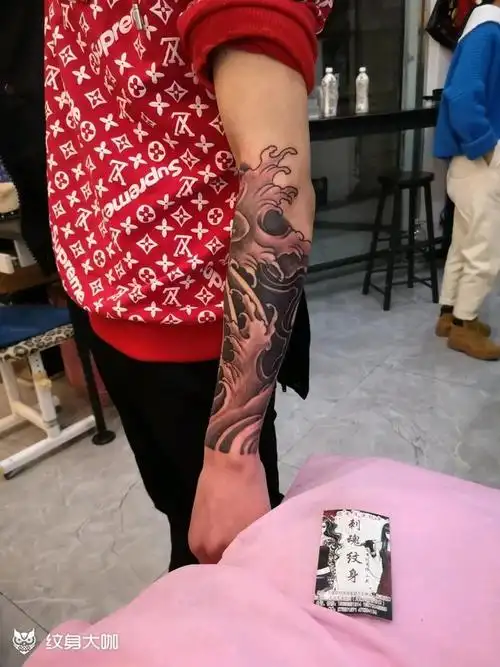 海浪小花臂_纹身图案手稿图片_谭昌武的纹身作品集