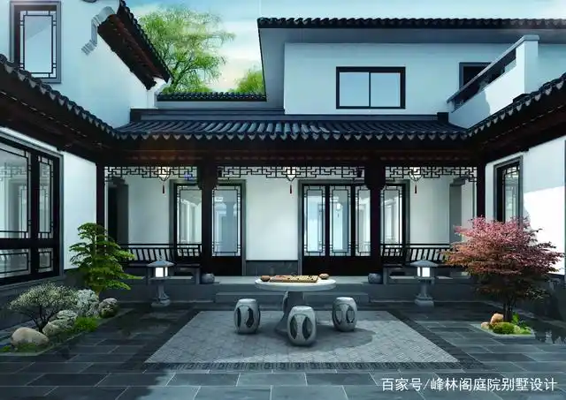 中式别墅四合院建筑设计效果图,重新认识"家"
