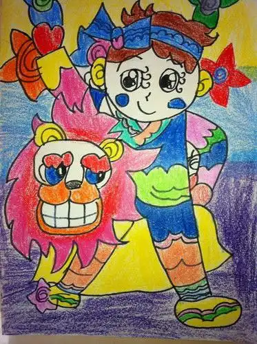 《舞狮》/少儿绘画作品/儿童画/网络美术馆_中国少儿美术教育网