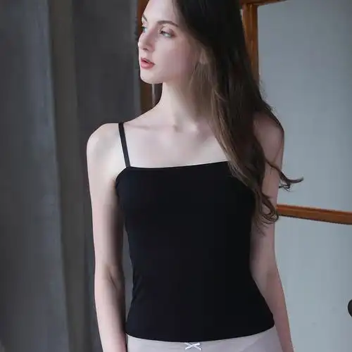 吊带背心女带胸垫学生内搭美背打底文胸一体式抹胸一字肩上衣内衣