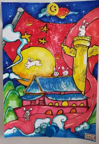 启明小学一年级"欢度国庆"绘画展