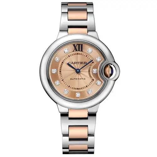 [9.9新]卡地亚自动机械女表蓝气球系列玫瑰金钢镶钻