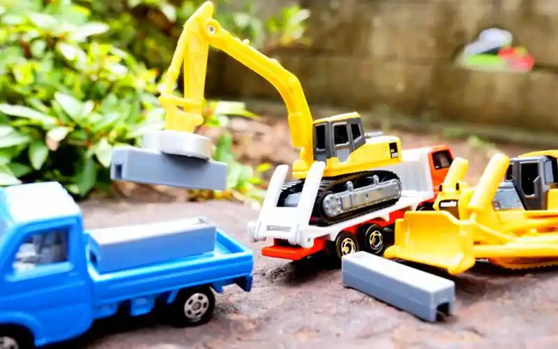 儿童益智玩具:认识工程车,推土机,挖掘机,大拖车,翻斗车!