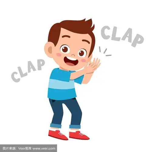 可爱快乐的小朋友拍拍手加油微笑