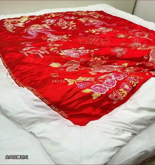 彩羊(fazeya)老式包边被子结婚手工棉被传统丝绸绸缎喜被复古婚庆锦缎