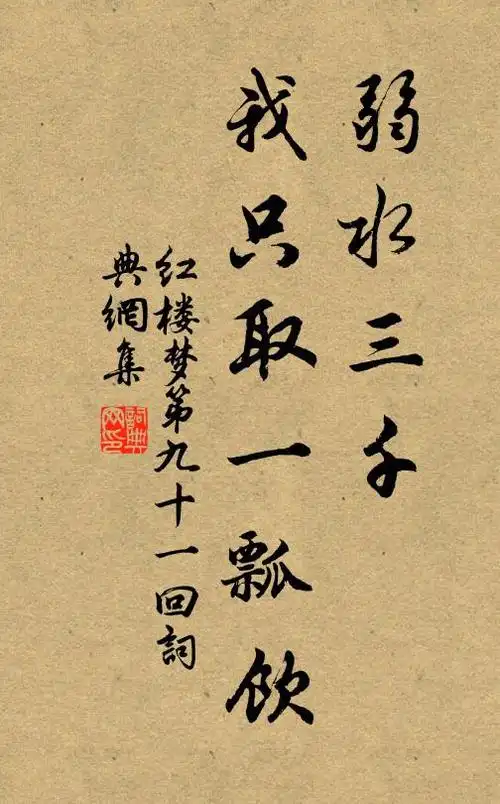 曹雪芹弱水三千,我只取一瓢饮.书法作品欣赏