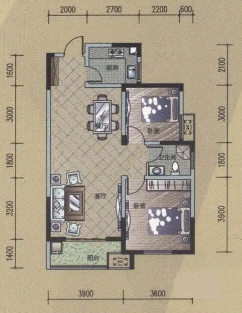 阜阳碧水兰庭2室2厅1卫89平米户型图-碧水兰庭-百瑞地产网